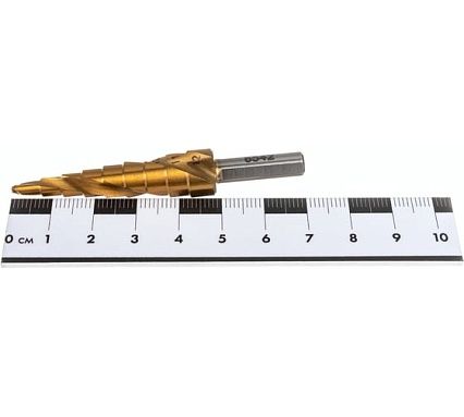 Сверло ступенчатое по металлу SPIRAL HSS-TiN 4-12х1/70 мм D.BOR SDSP-TIN-04-12-06