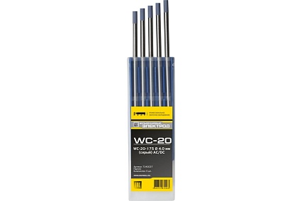 Электрод вольфрамовый WC-20-175 (5 шт; 4 мм; серый; AC/DC) Кедр 7340037