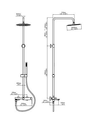 Душевая стойка Vincea Линеа (Linea) VSFS-4LN1GM вороненая сталь