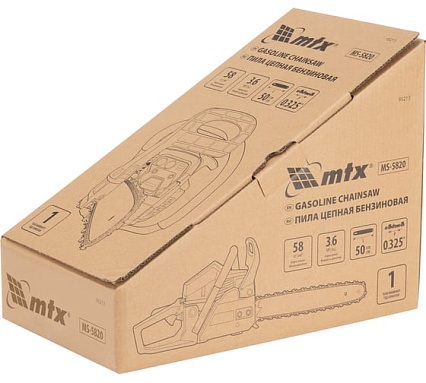 Пила цепная бензиновая MTX MS-5820, шина 50 см, 58 см3, 3,6 л.с., шаг 0,325, паз 1,5 мм 76 зв 95213
