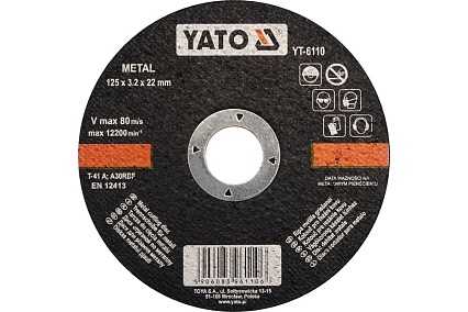 Круг отрезной по металлу 125x3.2x22 мм Yato YT-6110
