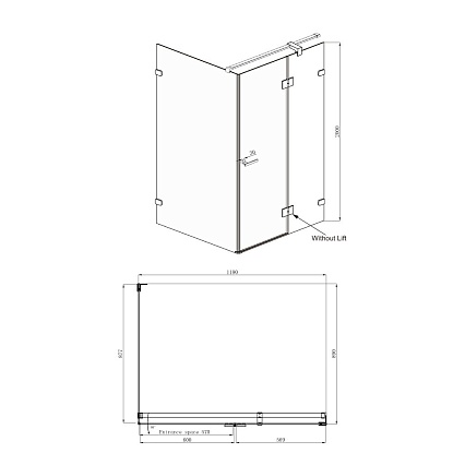 Душевой уголок Ambassador Abner 120x90 10011104R прозрачный, хром, R