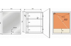 Зеркальный шкаф Style Line Квартет 65x80 см с подсветкой, белый СС-00002384