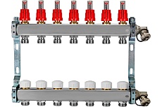 Коллекторная группа из нержавеющей стали ColSys 804R 7 выходов, с расходомерами, термостатическими и дренажными клапанами 1804R22507