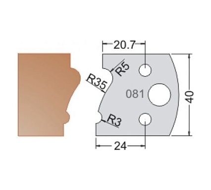 Нож мультисистема HSS профиль карниз R35 40x20x4 мм Dimar 3308140