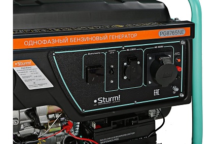 Бензогенератор Sturm 6500 ВА, AVR, (Авто. Рег.Напр.), эл/ручн старт, 76 кг,бак 25 л PG8765NE