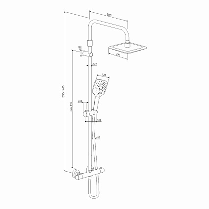 Душевая стойка Damixa Option DX218092300 с термостатом, черный