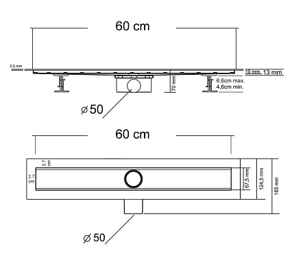 Душевой лоток Vincea Say Optima Blok SAY.601.60.B.M.S.BLOK 60 см, матовый черный