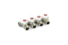 Коллектор НВ 3/4 4х1/2 Н 40мм с кранами, никелированный Uni-Fitt 420N3240