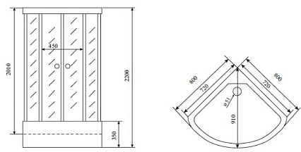 Душевая кабина Timo Standart T-6680 Silver 80x80, четверть круга