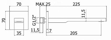 Излив для ванны Paffoni Tango ZBOC121NO 205 мм, матовый черный