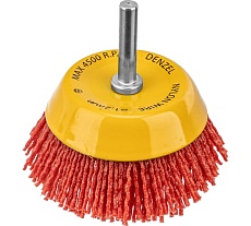 Щетка для дрели 75 мм, чашка, со шпилькой, нейлоновая щетина Denzel 74436