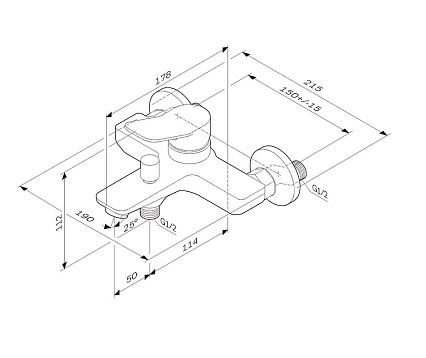 Смеситель для ванны Am.Pm X-Joy F85A10033 белый матовый