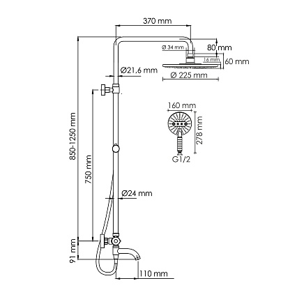 Душевая стойка WasserKRAFT A188.067.059.WM Thermo с термостатом, белый