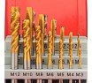 Набор машинных метчиков H-Tools M3-M12 HSSE-TiN DIN371/376 + сверла 21пр 245054THT