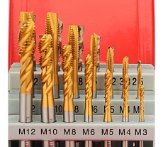Набор машинных метчиков H-Tools M3-M12 HSSE-TiN DIN371/376 + сверла 21пр 245054THT