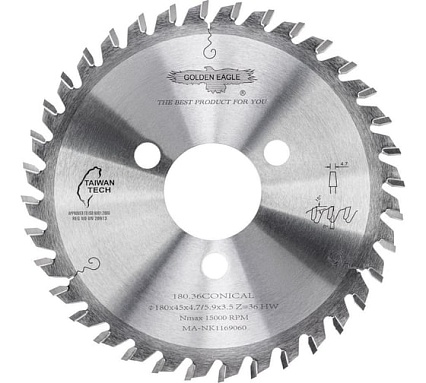 Диск пильный HW подрезной (180x45x4.7-5.9/3.5 мм; Z36; KO-F) Golden Eagle TL00000069