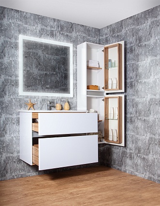 Мебель для ванной Бриклаер Мальта 85 см белый глянец