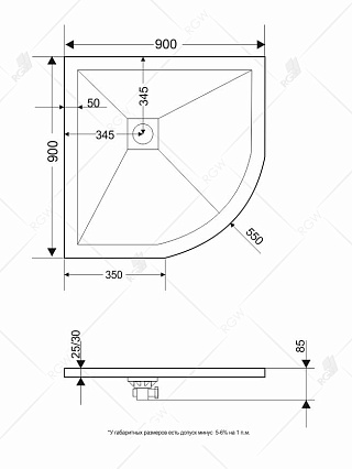 Поддон для душа RGW Stone Tray ST/R-W 90x90 каменный, комплект