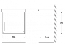 Тумба с раковиной BelBagno Neon 60 см, 1 ящик, Rovere Scuro