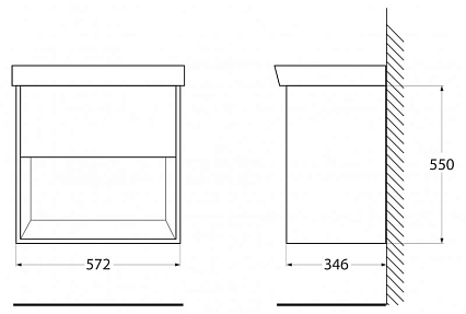 Тумба с раковиной BelBagno Neon 60 см, 1 ящик, Rovere Scuro