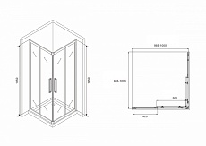 Душевой уголок Abber Schwarzer Diamant 100x100 AG02100BH, прозрачный, профиль черный