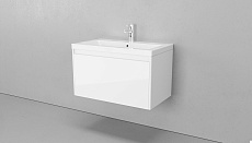 Мебель для ванной Velvex Klaufs 80 см подвесная, 1 ящик, белый глянец
