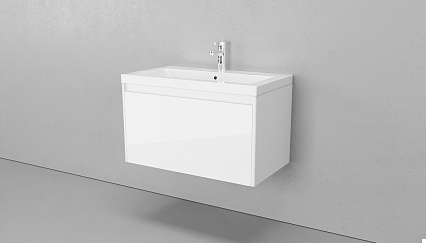 Мебель для ванной Velvex Klaufs 80 см подвесная, 1 ящик, белый глянец