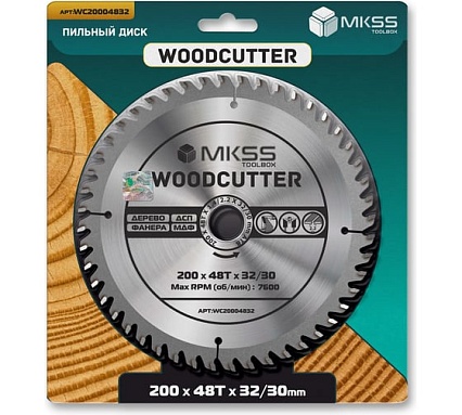 Диск пильный по дереву MKSS Toolbox Woodcutter WC2000 200x48Тх32/30 мм WC20004832