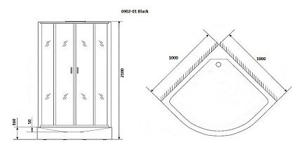 Душевая кабина Niagara Premium NG- 6902-01 BLACK 100x100