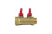 Коллектор Aquasfera латунь, шаровой кран, красный, 3/4", 3 выхода 1/2 н/р., 35 мм 9026-02 027-8994