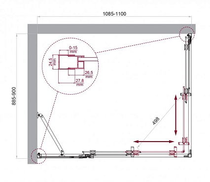 Душевой уголок BelBagno LUCE-AH-21-110/90-P-Cr 110x90 рифленый, хром