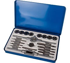 Набор плашек и метчиков из 20 предметов (М3-М12, металлический кейс) ТехноСталь t207020