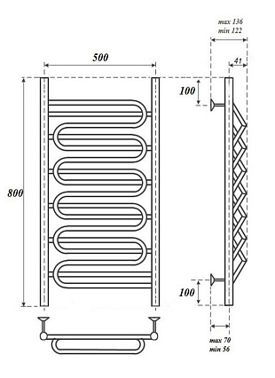 Полотенцесушитель электрический Point PN01158SE П7 50x80 хром