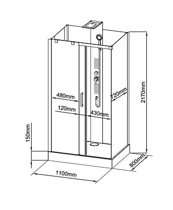 Душевая кабина Black&White Galaxy G8708N 110x80 брашированный никель