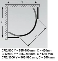 Душевой уголок Roltechnik Classic Line CR2 100x100 белый профиль, четверть круга