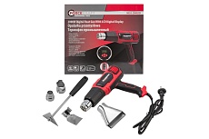 Промышленный электрический фен с дисплеем и насадками Forcekraft 220в, 50/60гц, 2000вт, 60-600с, 300-500л/мин, класс защиты-двойная изоляция FK-HG55-2000LCD(52343)