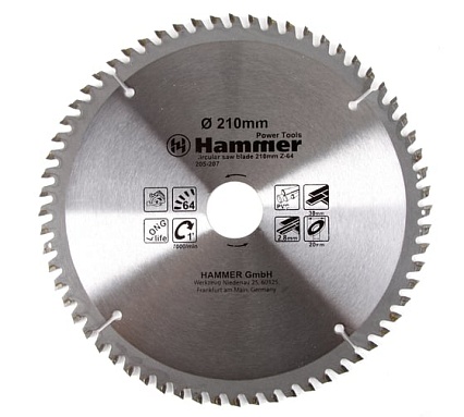 Диск пильный по ламинату Flex CSB PL (210х30/20 мм; Z-64) Hammer 30678 205-207