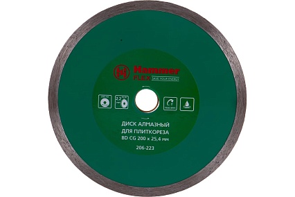 Диск алмазный сплошной Flex 206-223 ВD CG (200х25.4х2.2 мм) Hammer 310205