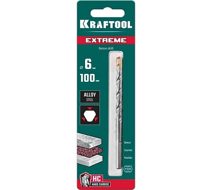 Сверло по бетону Kraftool Extreme 6x100 мм 29166-100-06