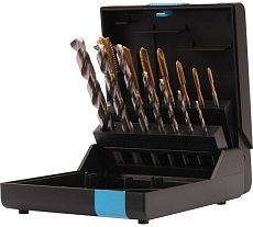 Набор метчиков машинных VOLKEL M3-M12 HSSE-TiN DIN371/376 (+ сверла) 14пр V47836