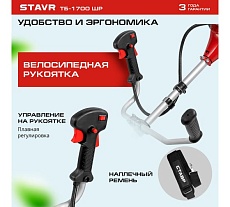 Триммер бензиновый Ставр ТБ-1700ШР 2.3 л.с., 51.7 см³, 480/255 мм, разборная штанга, праймер, комплект 9070200226