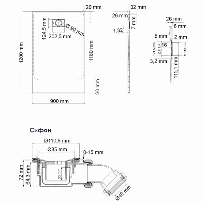 Поддон для душа WasserKRAFT Elbe 74T07 120x90 черный