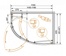 Душевой уголок Cezares Elena ELENA-W-RH-1-120/90-C-Cr-R 120x90 правый, прозрачный