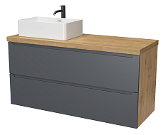 Тумба со столешницей ЗОВ Дион 120 см графит матовый/дуб
