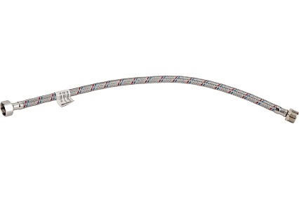 Подводка для воды СТМ сталь, 1/2", гайка-штуцер, 50 cм CWFHM050