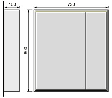 Зеркальный шкаф Raval Frame 75 см Fra.03.75/DT дуб трюфель