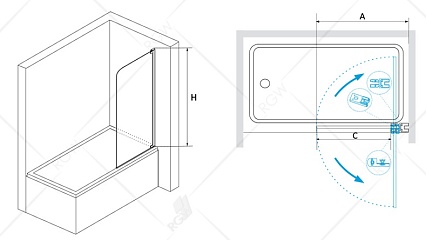 Шторка для ванны RGW Screens SC-01 80x150 прозрачное, хром