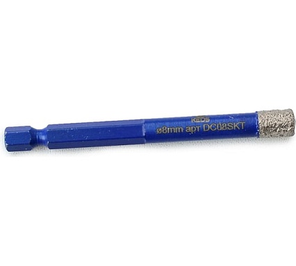 Коронка алмазная с воском по керамограниту PRO 8 мм, 1/4" HEX KEOS DC08SKT