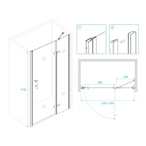 Душевая дверь RGW Passage PA-07B 140x195, прозрачное, черный, R